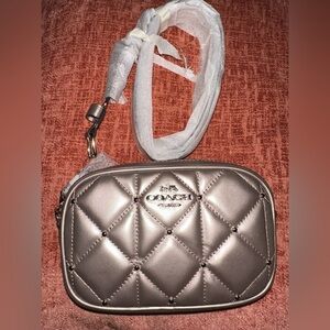 Coach Silver Quilted Crossbody/belt  Bag
